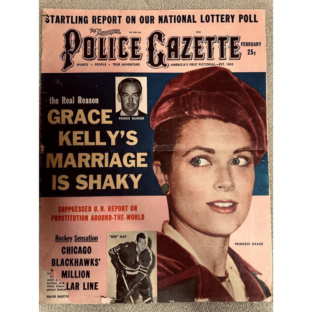VTG 1961 February National Police Gazette Magazine-Grace Kelly's Marriage Shaky